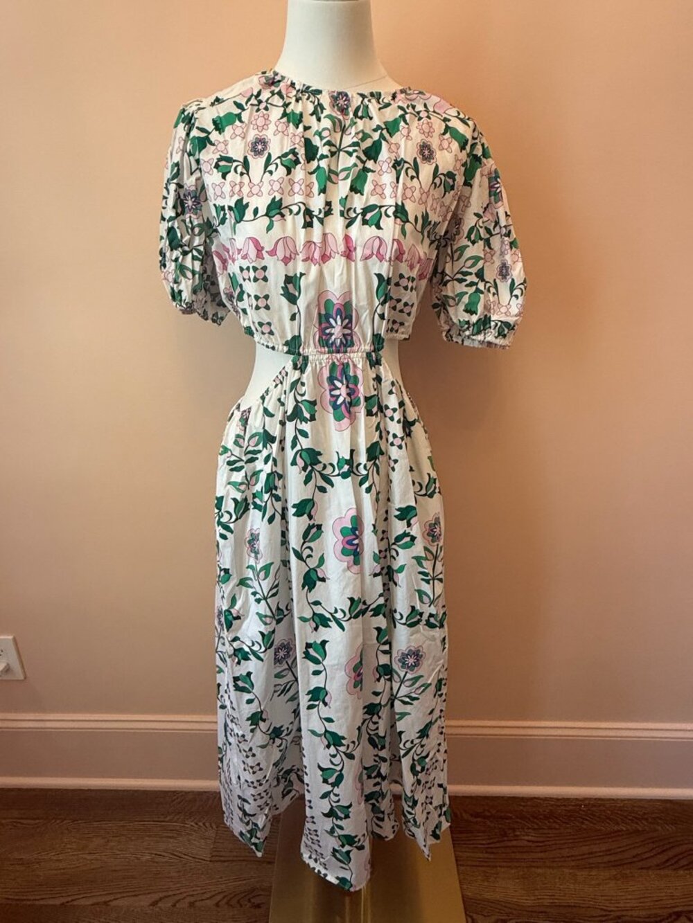 Jessie Zhao Floral Cutout Midi Dress – Size 6